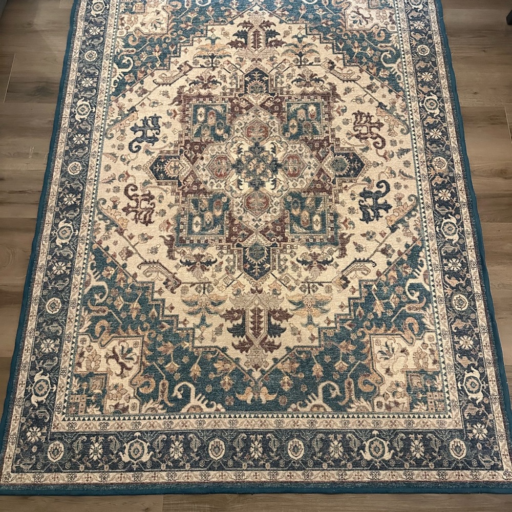 Elegant Blue and Cream Area Rug from Ruggable